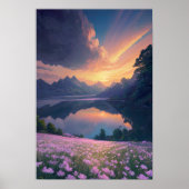 Poster Sunset Mountain Lake (Devant)