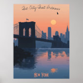 Poster Sunset New York - Brooklyn Bridge Silhouette (Devant)