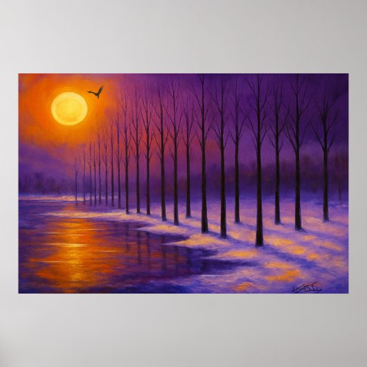 Poster Sunset over Frosty Forest (Devant)