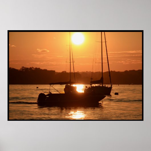 Poster Sunset over Sailboats (Devant)