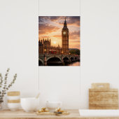 Poster Sunset Over the Iconic London Clocktower (Cuisine)