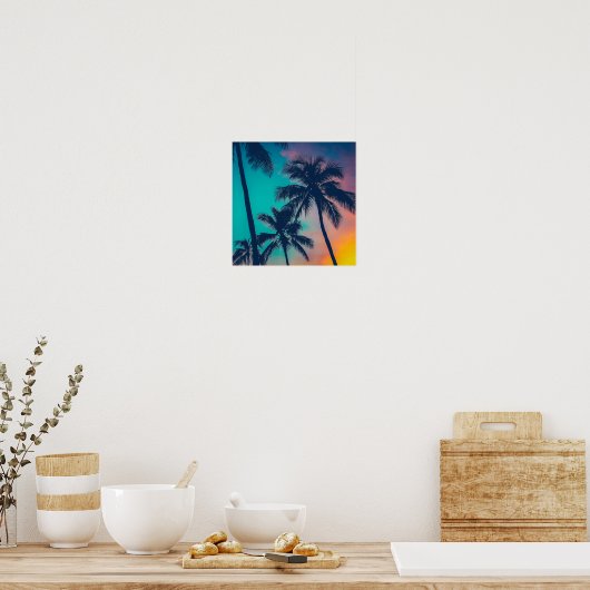 Poster Sunset Palms Art (Cuisine)