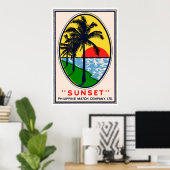 Poster Sunset Philippine Match Company, LTD Étiquette (Bureau à domicile)
