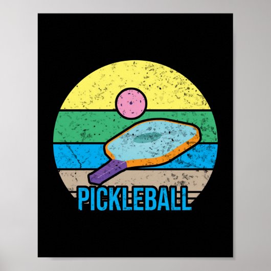 Poster Sunset Retro Pickleball vintage (Devant)