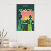 Poster Sunset Silhouette Art Print Retro Femininity (Cuisine)