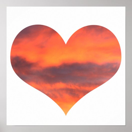 Poster Sunset Sky Photo Paysage Orange Heart (Devant)