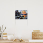 Poster Sunset Solace: Cabin on the Lake (Cuisine)