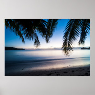 Poster Sunset Tropical Seascape, Fidji