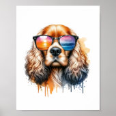 Poster Sunset Vibe Cocker Spaniel Aquarelle Chien Art mur (Devant)