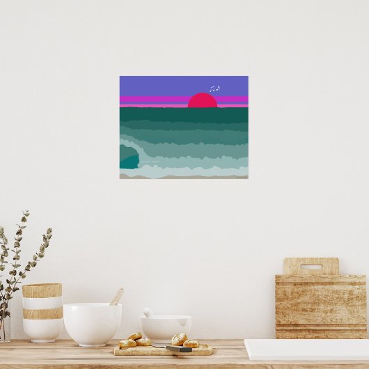 Poster Sunset Wave peinture numérique originale (Cuisine)