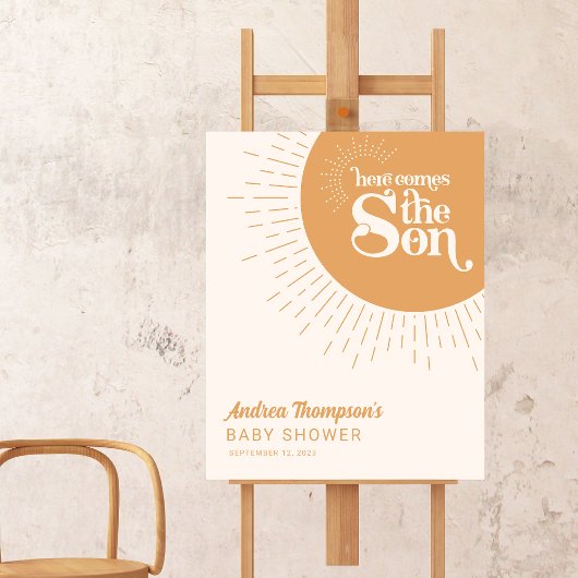 Poster Sunshine Boho Voici le Baby shower Son