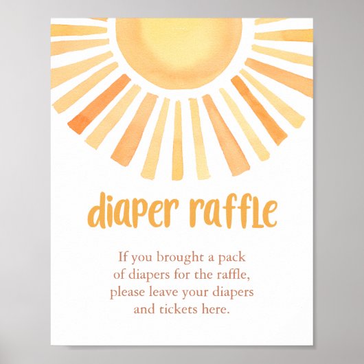 Poster Sunshine Diaper Raffle baby shower neutre pour les (Devant)