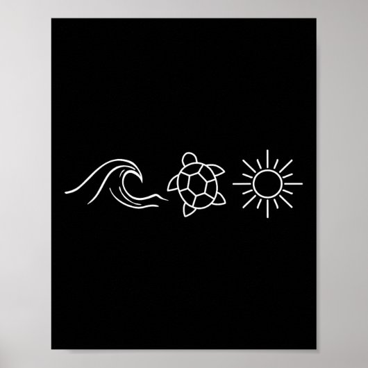 Poster Sunshine Waves Turtles Hawaii Beach Vacatio d'été (Devant)