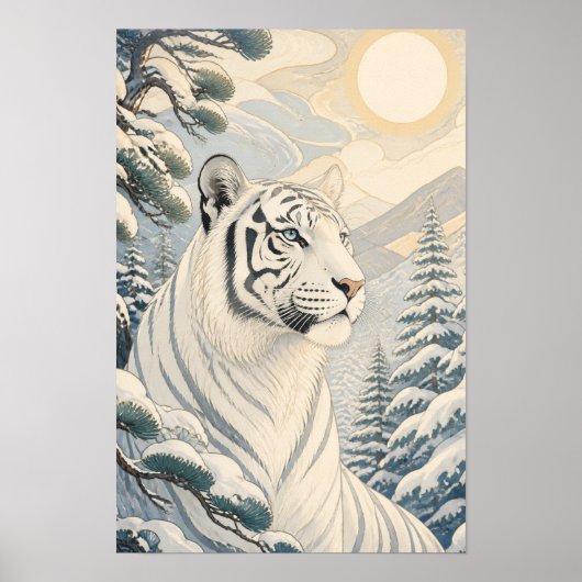 Poster Sunward II — Tigre blanc en hiver (Devant)