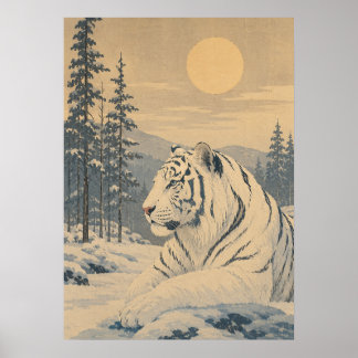 Poster Sunward II — Tigre blanc en hiver