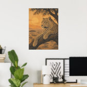 Poster Sunward III — Léopard au coucher du soleil (Bureau à domicile)