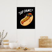 Poster Sup Dawg Funny Hot Dog Pun Dark BG (Cuisine)