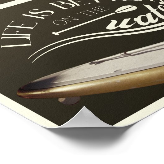 Poster SUP debout paddle sepia rétro (Coin)