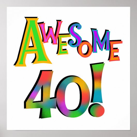 Poster Super 40 T-shirts et cadeaux d'anniversaire (Devant)
