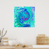 Poster Super Abstrait Ocean Blue et Green Liquid Swirl (Cuisine)
