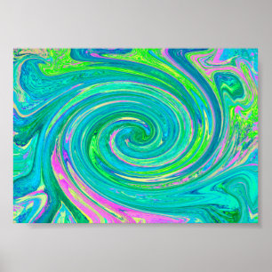 Poster Super Abstrait Rétro Aquamarine Swirl