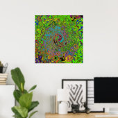 Poster Super Abstrait Retro Lime Green et Blue Swirl (Bureau à domicile)