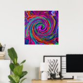 Poster Super Abstrait Retro Magenta Dark Rainbow Swirl (Bureau à domicile)