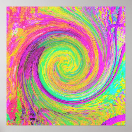 Poster Super Abstrait violet et cyclique jaune (Devant)
