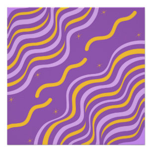 Poster Super bande de violet jaune printemps Abstrait