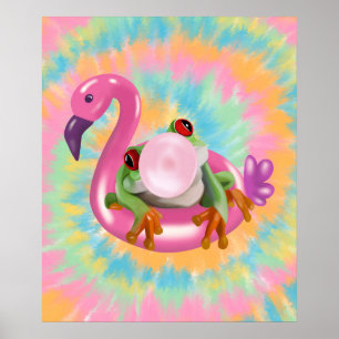 Poster Super Bubblegum soufflant Arbre Frog Tie Dye