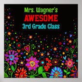 Poster Super Classe Coloré Floral Personnalisé (Devant)