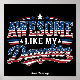 Poster Super Comme Ma Fille Design De Drapeau Patriotique