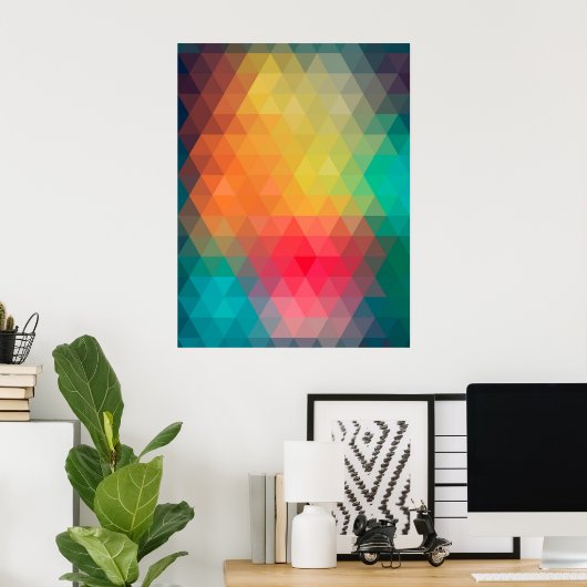Poster Super cool tendance triangles colorés motif (Bureau à domicile)