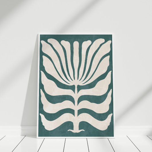 Poster Super Dusty Turquoise Flower Wall Art