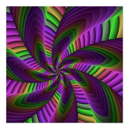 Poster Super Énergétique coloré Neon Motif fractal (Devant)