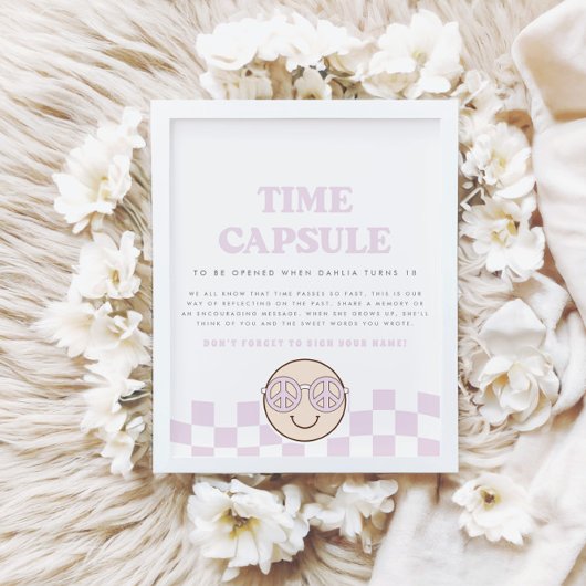 Poster Super fille À damiers visage heureux | Capsule tem