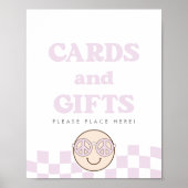 Poster Super fille À damiers visage heureux | Cartes + Ca (Devant)