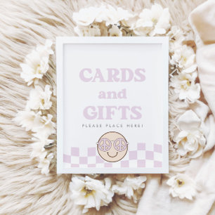 Poster Super fille À damiers visage heureux Cartes + Ca