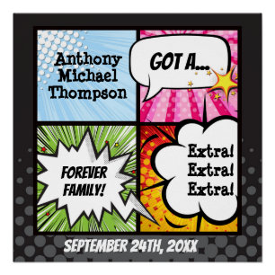 Poster Super Héros Comic Book Adoption, Family Don