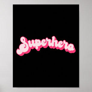 Poster Super-héros - Mignon Rose Vintage Retro Halloween