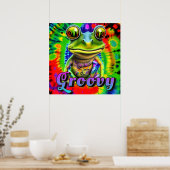 Poster Super Hippie Trippy Frog Psychedelic (Cuisine)