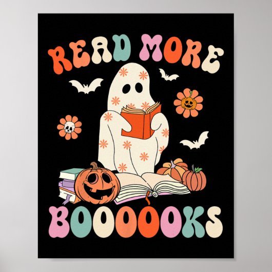 Poster Super Lire Plus Livres Joli Ghost Boo Funny Hallow (Devant)