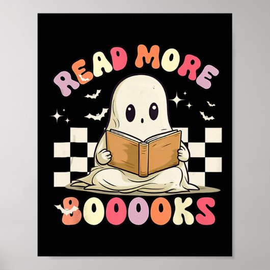 Poster Super Lire Plus Livres Joli Ghost Boo Funny Hallow (Devant)