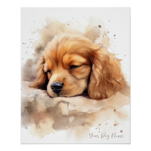 Poster Super mignon ange dormant chiot Cocker Spaniel Chi (Devant)