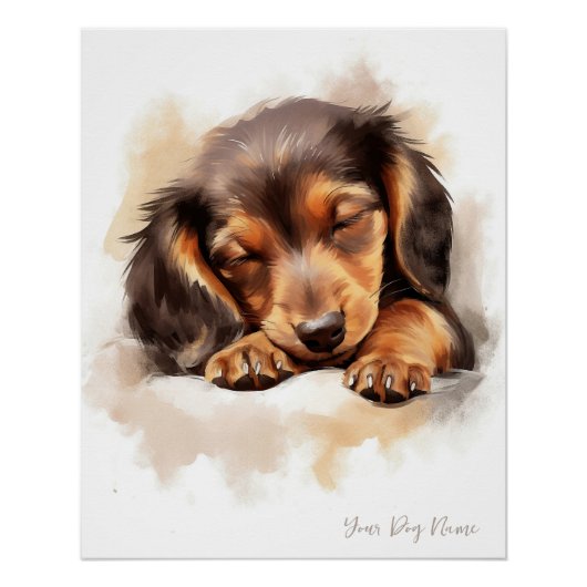 Poster Super mignon ange dormant chiot Dachshund Chien 00 (Devant)