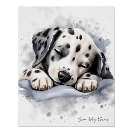 Poster Super mignon ange dormant chiot Dalmatien Chien 00 (Devant)
