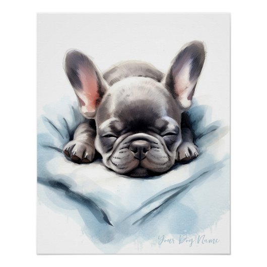 Poster Super mignon ange endormi chiot Français Bulldog 0 (Devant)