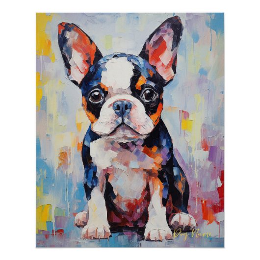 Poster Super mignon Boston Terrier Chien Chien Chien Pupp (Devant)