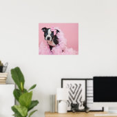 Poster Super mignon Boston Terrier Chiot Portant Un Boa (Bureau à domicile)