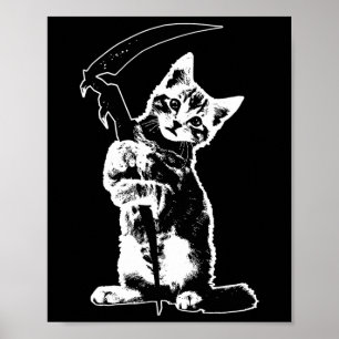 Poster Super mignon Faucheuse Chat Mort Chat Drôle Grim R